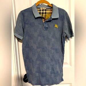 Burberry Youth Boys Size Medium Blue Cotton  Polo Shirt